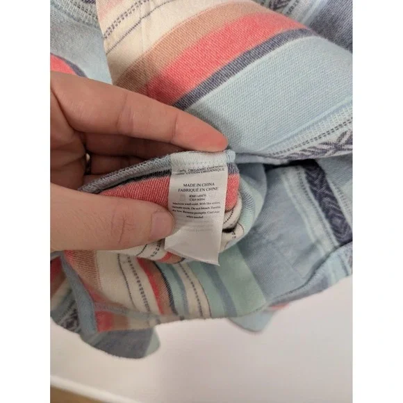 Faherty Baja Poncho Sweater Flannel Top Women's M Organic Cotton Southwestern - Picture 5 of 8